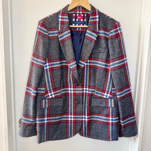 Boden Jackets & Blazers - BODEN Heritage Vintage Tweed Gray Wool Plaid Blazer Women’s U.S. 16 Preppy EUC